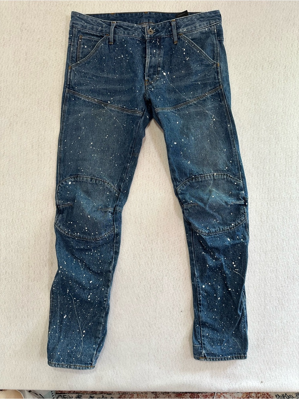 G-Star Slim Straight Dark Blue Jeans with White Paint Splatter 32x32